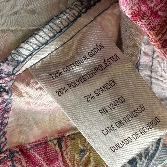 Rebecca Malone Jacket Size PL Petite Trucker Paisley Jacquard 3/4 Sleeve Pink - Picture 8 of 10